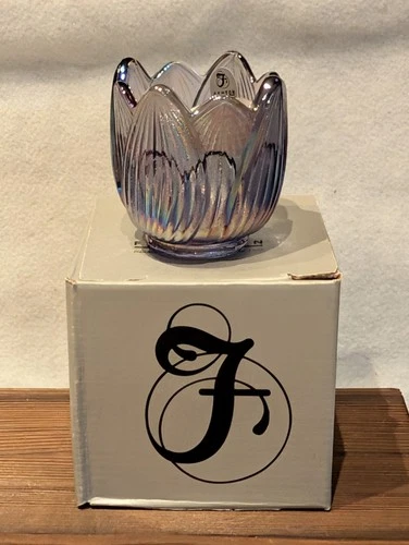 Vintage Fenton Violet Carnival Glass Tulip Votive Tea Lite Holder W Original Box