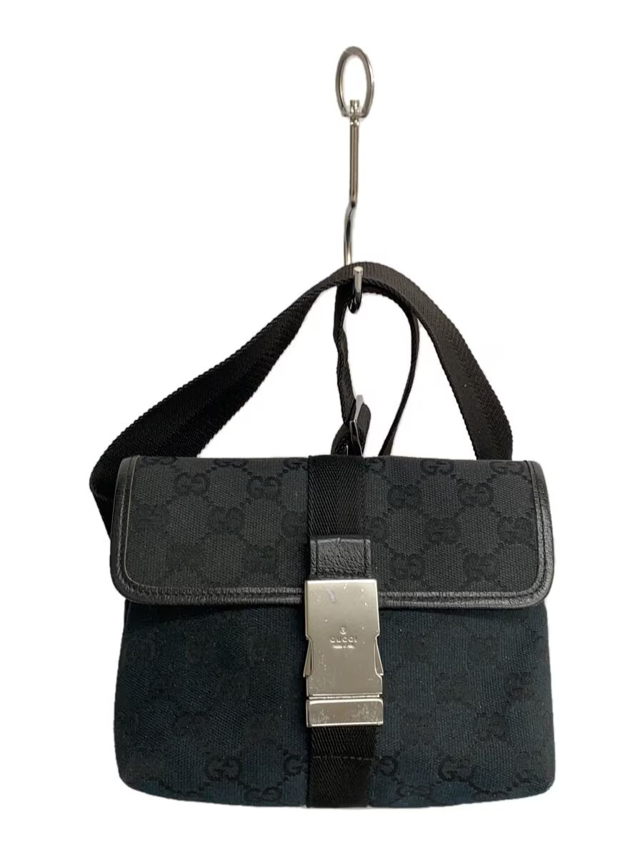 GUCCI GG Canvas Black Waist Bag for Men and Women