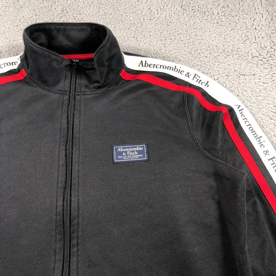 Abercrombie & Fitch Tracksuit Mens Small Black Stripe Jacket Pants 2 Set Retro - Image 3 of 4