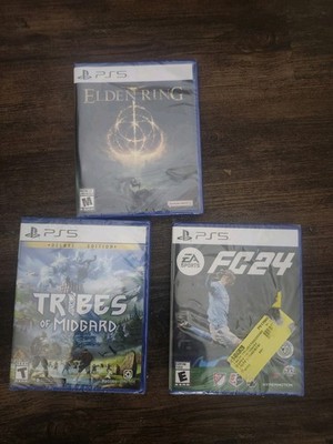 Ps5 Lot Of 3 Games Brand New Elden Ring, Tribes Of Midgard And Fc24