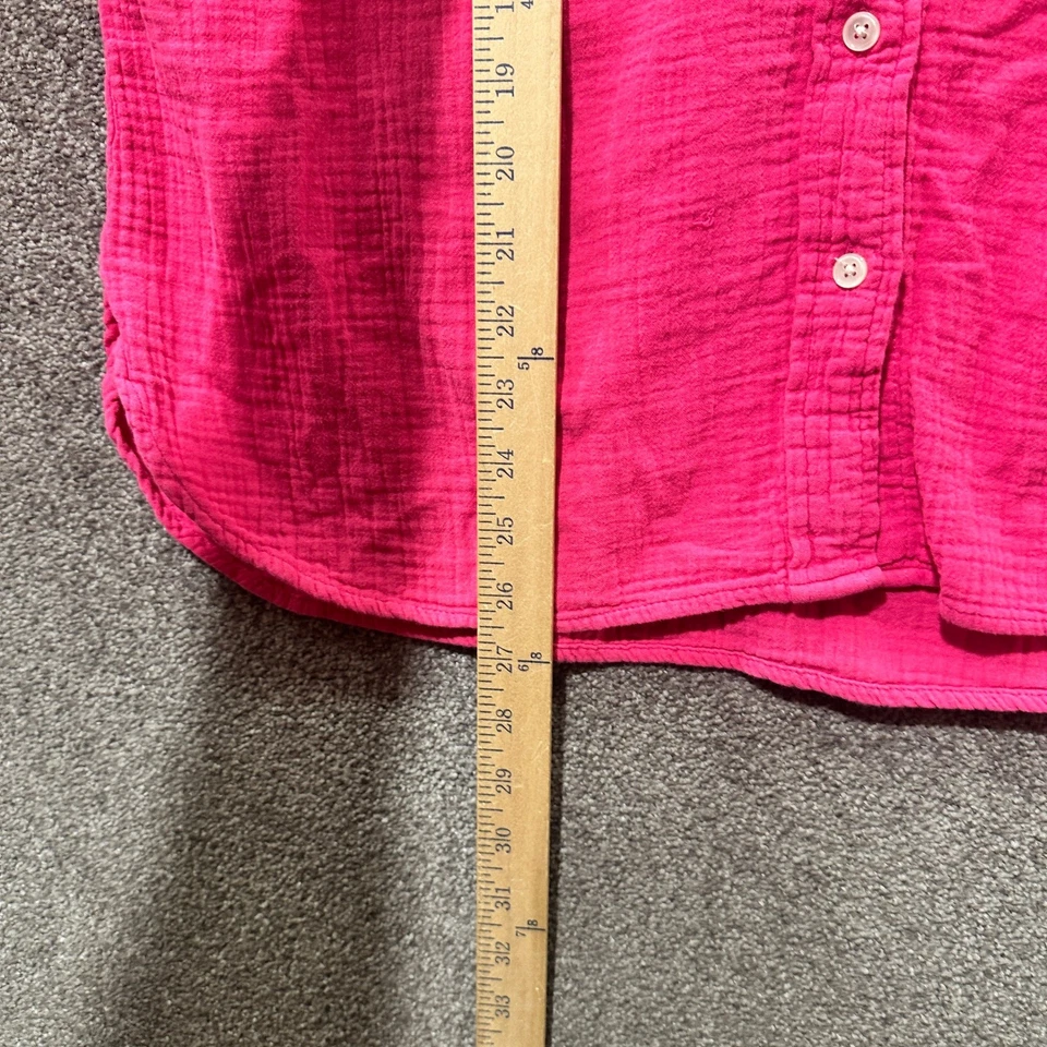 Blusa Top J Crew Gasa Algodón Abotonada Mujer M Rosa Ligera Transpirable Foto 4 de 4