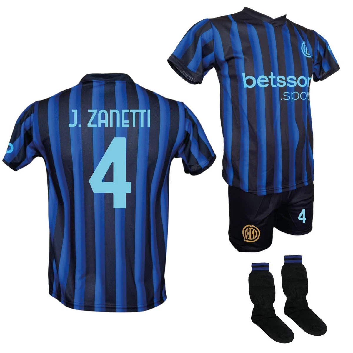 Jako Maglia Da Calcio Inter Per Bambini – Manica Lunga – Colletto A Coste – Tessuto Traspirante Interlock – Bianco/Nero
