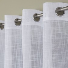 Luxury White Linen Look Sheer