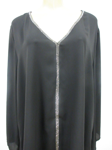 KAREN KANE BLACK EMBELLISHED 3/4 SLEEVE TOP SIZE 3X - NEW - Picture 2 of 9