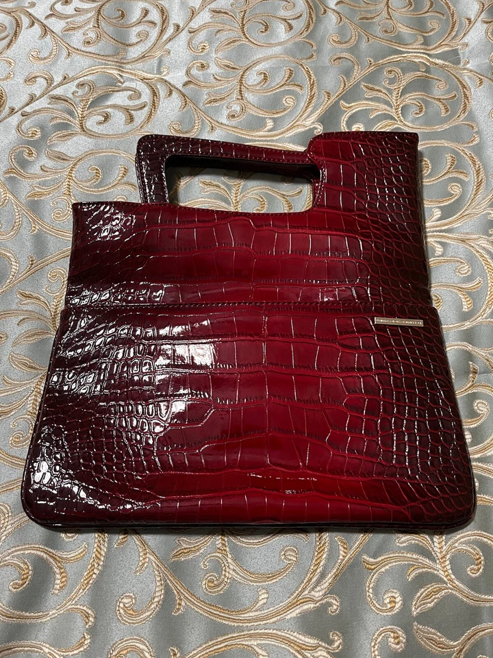 Bolso de Mano United Colors of Benetton Rojo Imitación Cocodrilo Cuero PVC Repujado Nuevo sin Etiquetas Foto 4 de 4