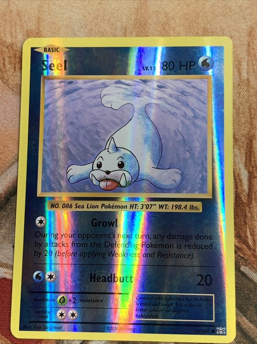 POKEMON CARD Seel 28/108 XY Evolutions 2016 Reverse Holo Near Mint