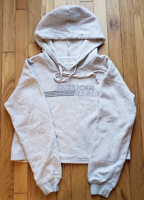 AMERICAN EAGLE Hoodie Kids XS unisex Pullover Sports Gray with Logo