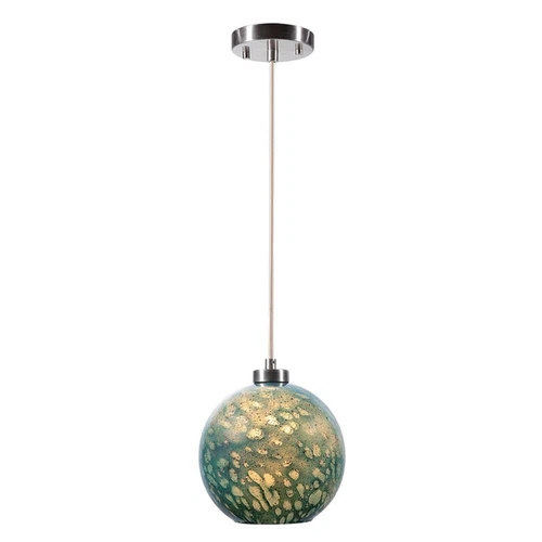 Uttermost Gemblue 1-Light Coastal Steel and Glass Mini Pendant in Blue/Nickel - Picture 4 of 14