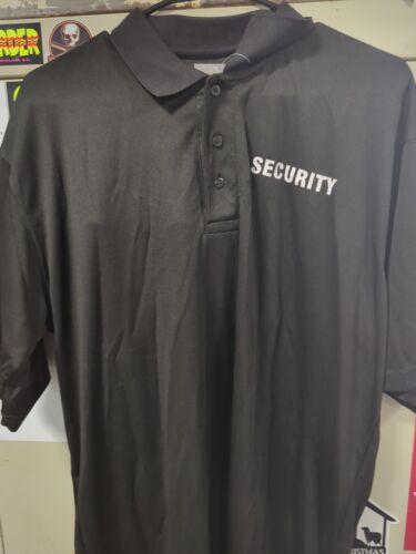 Black 'Security' Shirt - Black Moisture Wicking SECURITY Polo Summer Shirt - Picture 1 of 6