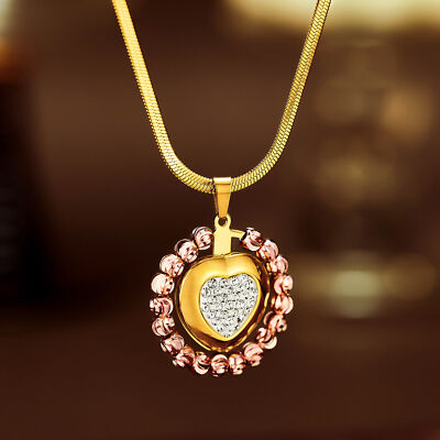 Women Girl Heart Necklace Gold Plated Dainty Pendant Choker Snake Chain  Gift