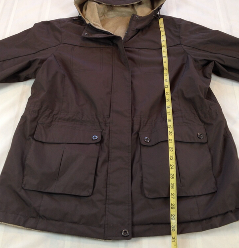 UNBRANDED Full Zip Reversible Brown Hooded Fleece Rain Parka Women's Size XL* - Picture 3 of 8
