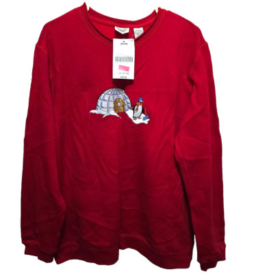 Classic Element FLO  NEW Woman's Embroidered Sweat top by  size 16-18W~Red Igloo