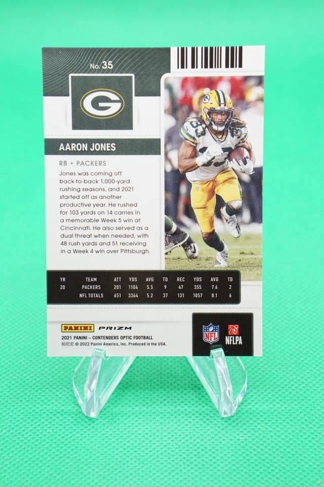 2021 Contenders Optic Season Ticket Silver #35 Aaron Jones Green Bay Packers TU1 - Image 2 of 2