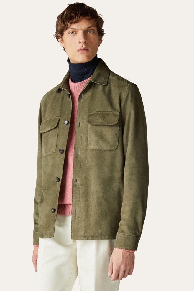 Loro Piana FAL6174 Green Suede overshirt- With Tags - Small | eBay