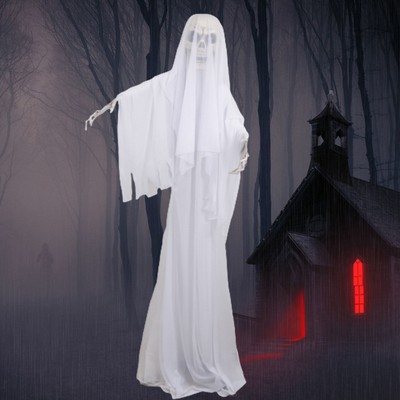 Black Halloween Scary Ghost Bride Figure with Sound Creepy Haunted House Prop,wa