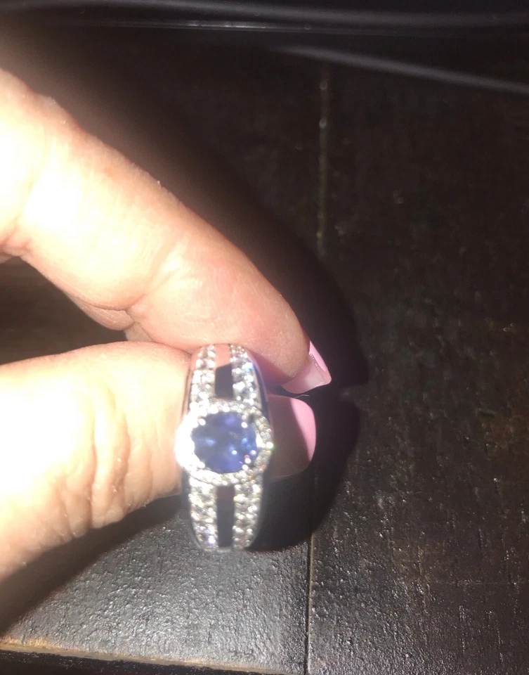 Certified Kat Florence Kashmir unheated Sapphire and D Flawless ring. - Image 4 of 4
