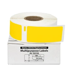 DYMO LW 30336 YELLOW Direct Thermal Labels (1” x 2-1/8”) - (24) Rolls of 500