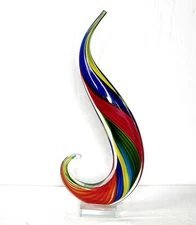 Art Glass Sculpture Rainbow Swirl 15" X 9"  hand blown