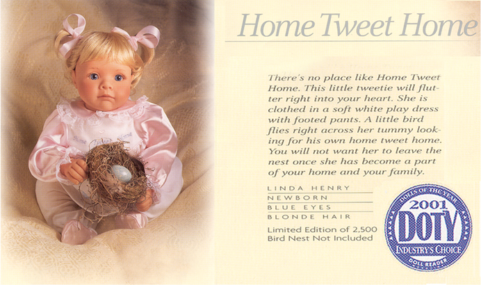 Lee Middleton Doll Home Tweet Home DOTY AWARD 2001 Limited #540