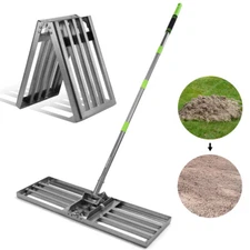 WORKPRO Heavy Duty Lawn Leveling Rake 6FT Adjustable Handle 30"x10" Ground Plate