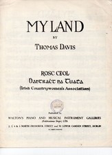 Vintage Sheet Music - My Land by Thomas Davis