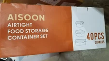 AISOON Airtight 40 Piece Food Storage Containers Set w/Lids BPA Free Plastic NIB