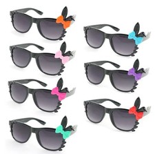 2 Two Pairs Sunglasses Bunny Ears Party Eyewear Colorful Ribbon UV Protected