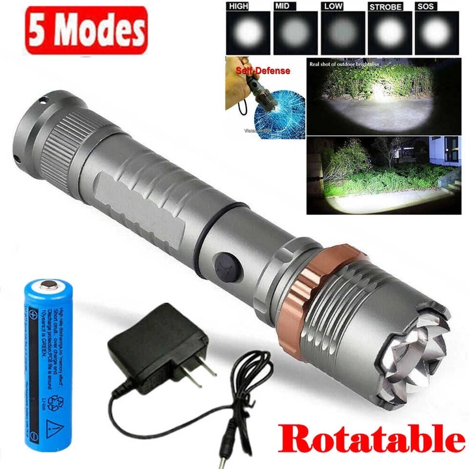 950000000 Lumen Super Bright LED Tactical Flashlight Rechargeable LED Work Light - Image 3 of 4