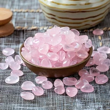 200 Pcs 0.3'' Polished Rose Quartz Crystal Glass Stones Healing Reiki Home Decor