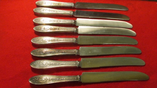 International Sterling Wedgwood Dinner Knives- 8 Mono K