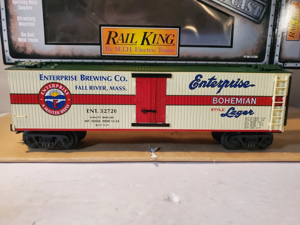 MTH Railking 30-8627 Enterprise Lager Wood-Side Reefer Car DIE-CAST O-Gauge NIB - Image 2 of 4