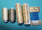 GOLD Lot 2 spools Madeira supertwist metallic thread & 2 unmarked, 1 elastic + — photo 2