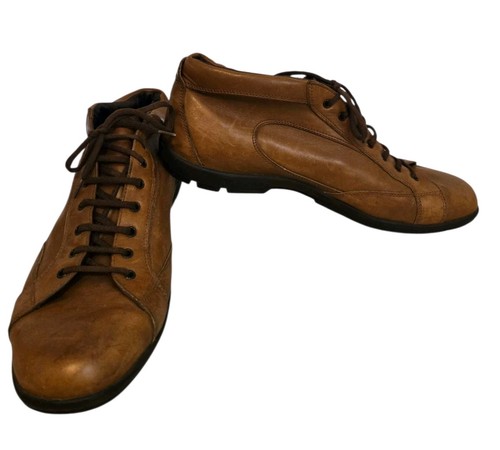 Prada Mens Combat Boots Shoes Brown Leather Lace Up Casual Mid Top Sneaker Sz 10