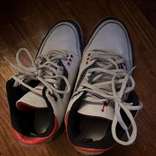 Jordan Air Jordan 3 Boys' Sneakers White Red Black Leather Low Top Size 6.5