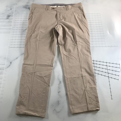 BRAX Chino Pants Mens 38x34 Beige Flat Front Straight Cotton Pockets Cuffed
