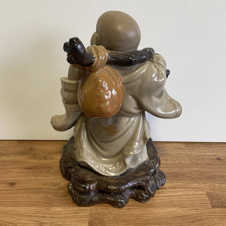Vintage Chinese Mudman Smiling Buddha, Large Clay Figurine Statue - Image 3 of 4