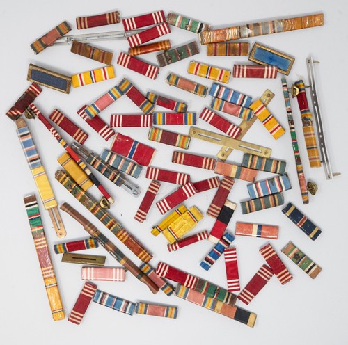 Large Lot of WWII Ribbon Bars Originals Wolf Brown Army Navy Marine Corps AAF