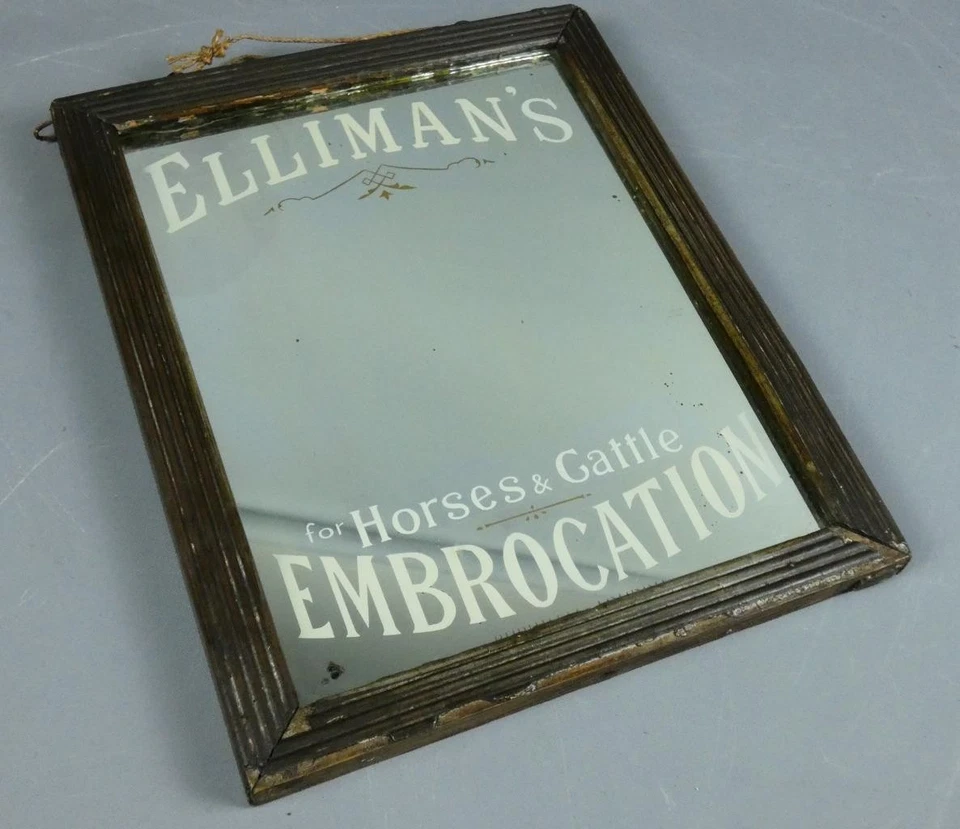 Vintage Elliman's Embrocation Advertising Mirror with Card Advert Back c1910 - Image 2 of 4