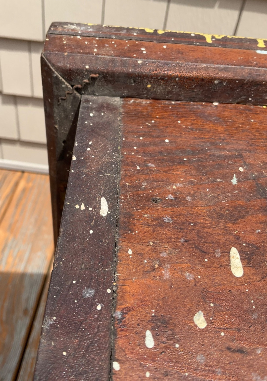 Vintage Wood Foot Locker Carpenter's Toolbox Chest Trunk