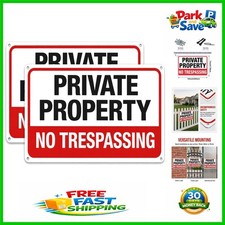 2 Pack No Trespassing Metal Signs - 10x7 Inch Aluminum for Outdoor Security
