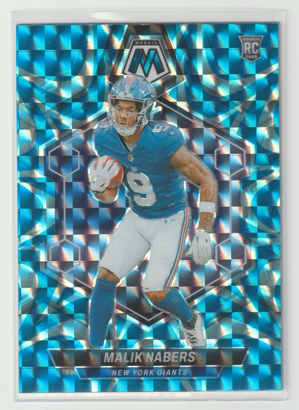 2024 Panini Mosaic [ROOKIE] Malik Nabers #306 Reactive Blue Mosaic Prizm (RC)