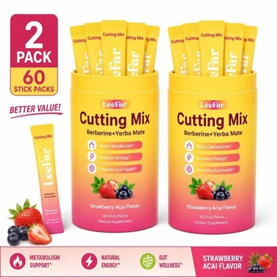 2 Pack LeeFar Cutting Drink Mix，Craving Control & Gut Health, 30 Sticks/Can