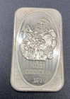 1973 Merry Christmas-Santa w/Pipe Bar by U.S.S.C. 1 Troy oz.999 Fine Silver