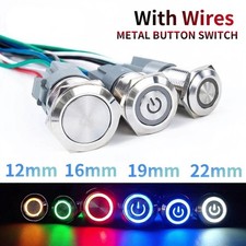 16mm 12V LED ON OFF Waterproof Stainless Steel Latching Push Button Power Switch