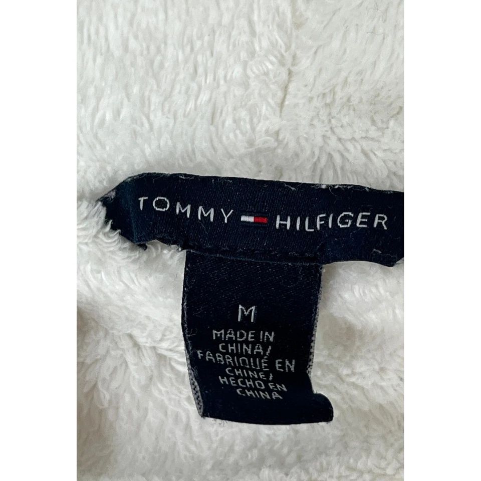 Y2k Tommy Hilfiger Hoodie Jacket Womens size M White Full zip Sherpa Lined - Image 2 of 4
