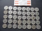 1964 Washington Quarters Roll of 40 / Circulated 90% Silver