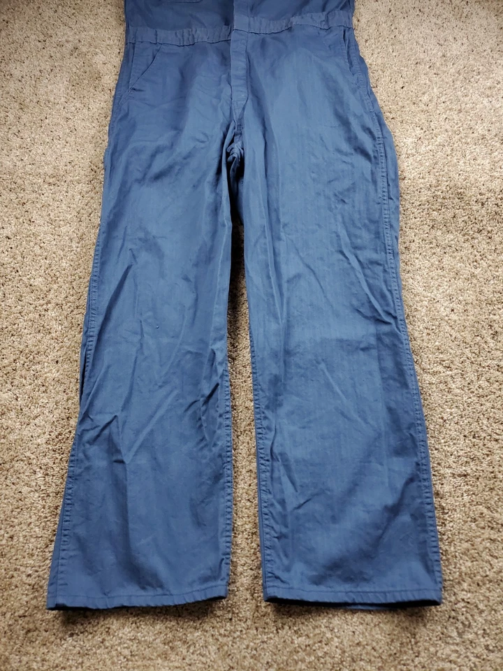 Mono Kap rojo vintage años 70 44 R azul lona manga larga hecho en EE. UU. etiqueta blanca Foto 2 de 4