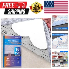 16-Pack Carpet-to-Carpet Rug Grippers | Cloth-Backed Heavy-Duty Anti-Slip Pad...