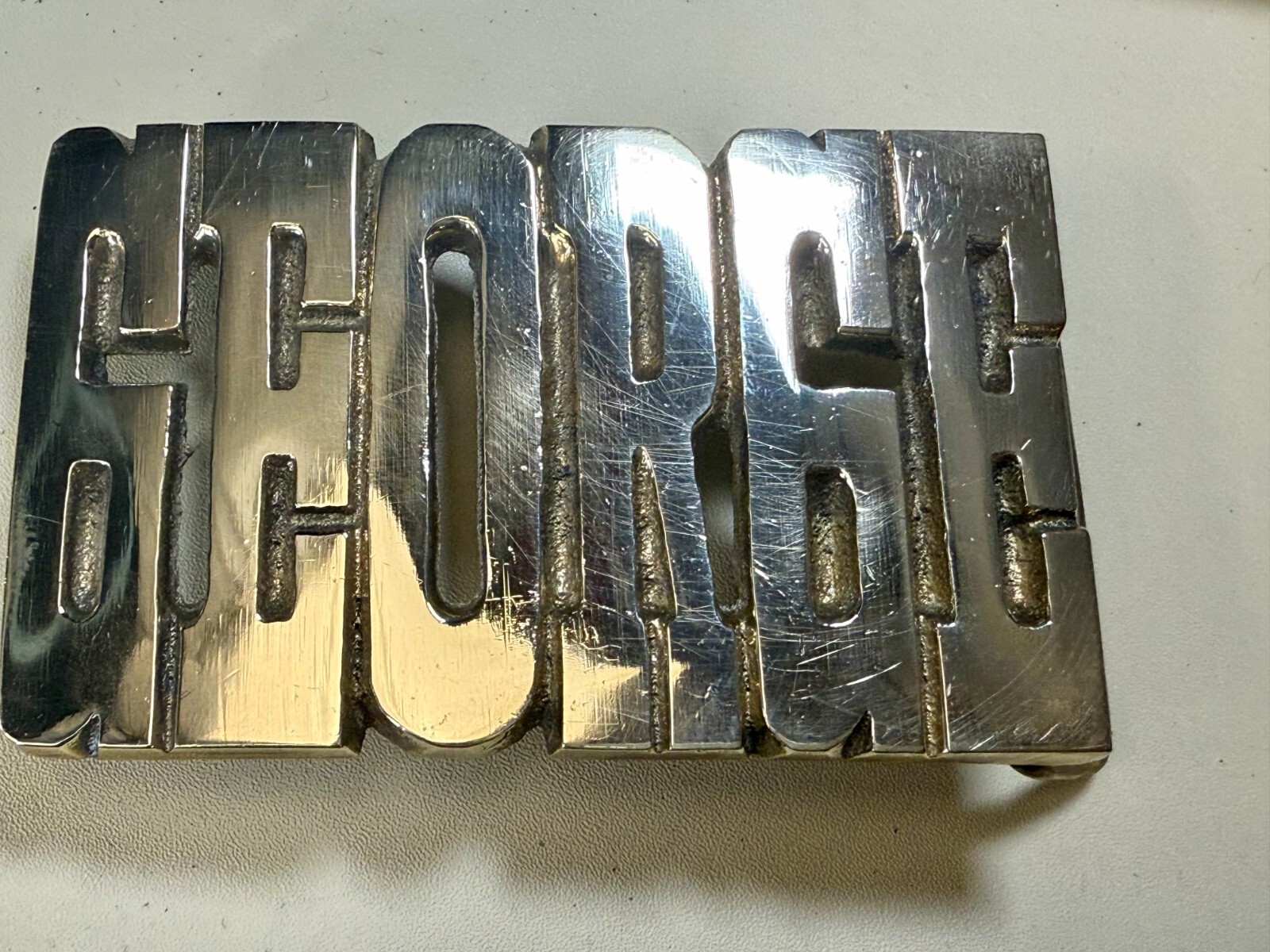 Custom Name GEORGE Block Letter Solid Brass Vinta… - image 12