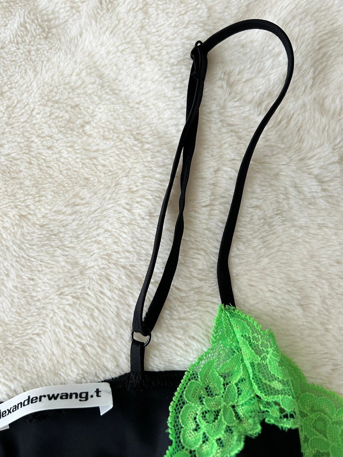 Mini Abito Alexander Wang Finitura in Pizzo Collo a V Seta Slip Satinato 2